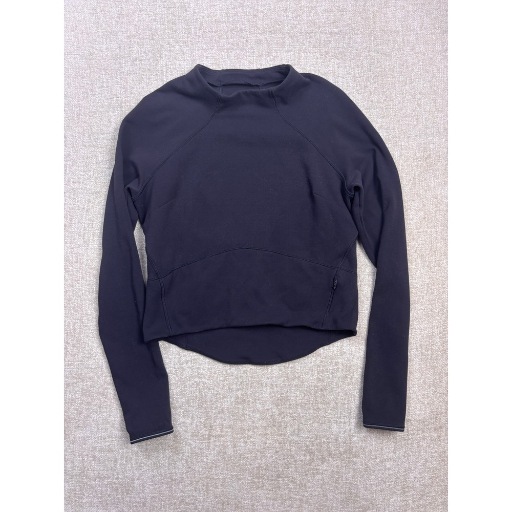 Lululemon Black Long Sleeve High Neck Cropped Activewear Top Size 6